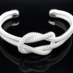 New Cable Slip Knot Cuff Bracelet Silver 925